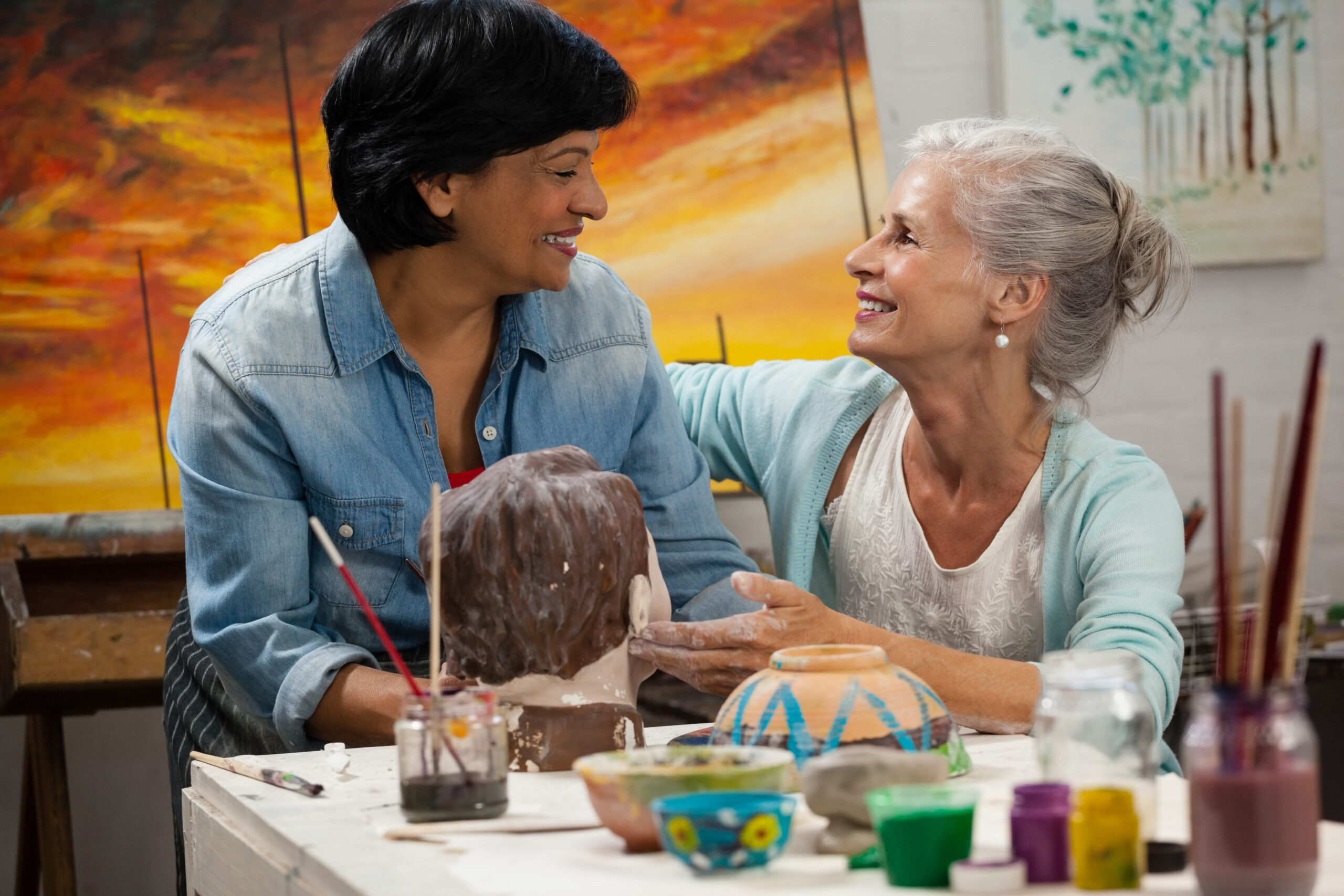 Sculpting in memory care senior living.